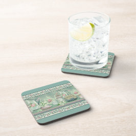 Vintage Turquoise Thee & Rozen Onderzetters