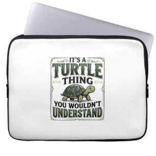 Vintage Turtle Ding Fun T-shirt voor Turtle Liefhe Laptop Sleeve