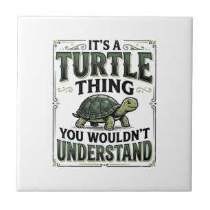 Vintage Turtle Ding Fun T-shirt voor Turtle Liefhe Tegeltje