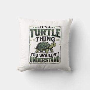 Vintage Turtle Ding Fun Turtle Liefhebber Shirt_1 Kussen