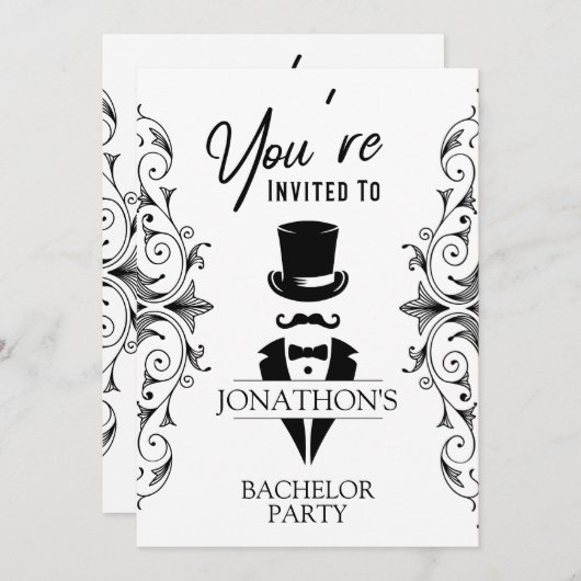 Vintage Tuxedo Verlovingsfeest  Kaart (Voorkant / Achterkant)