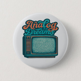 📺Vintage TV Retro Art – "Analog Dreams" Graphic Ronde Button 5,7 Cm