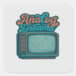 📺Vintage TV Retro Art – "Analog Dreams" Graphic Vierkante Sticker