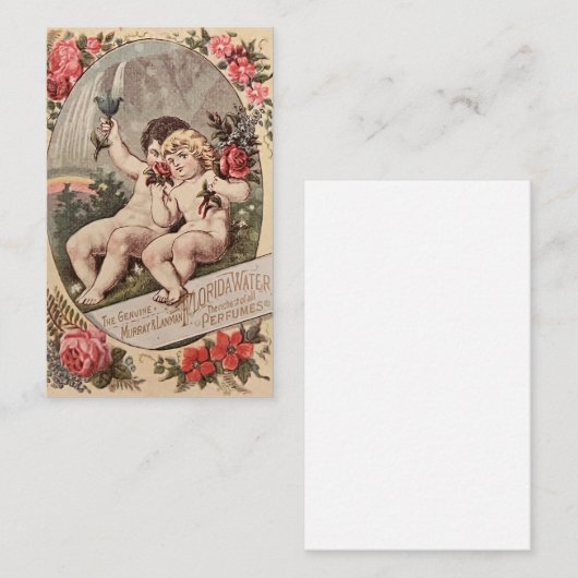 Vintage Twee Angels met bloemen Visitekaartje (Voorkant / Achterkant)