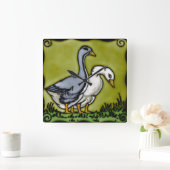 Vintage Twee Eenden Vierkante Klok (Huis)