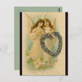 Vintage twee engelen met hartstocht briefkaart (Voorkant / Achterkant)