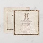 Vintage Twee Zeeen Paarden Beach Wedding Invitatio Kaart (Voorkant / Achterkant)