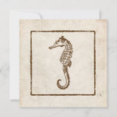 Vintage Twee Zeeen Paarden Beach Wedding Invitatio Kaart (Achterkant)