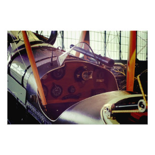 Vintage tweedekker cockpit foto afdruk