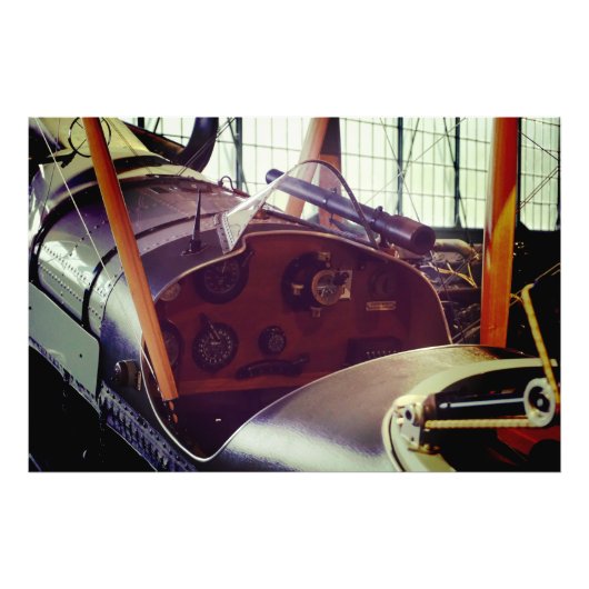 Vintage tweedekker cockpit foto afdruk (Voorkant)
