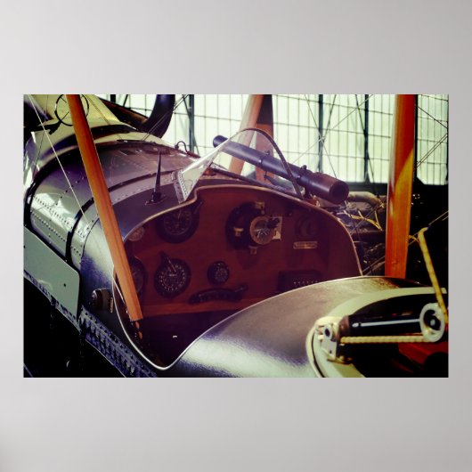Vintage tweedekker cockpit poster (Voorkant)