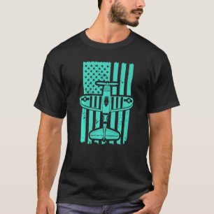 Vintage tweedekker USA-vlag Piloot Vliegtuig 5 T-shirt