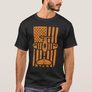 Vintage tweedekker VS-vlag Piloot Vliegtuig T-shirt