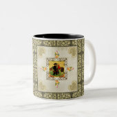 vintage tweekleurige koffiemok (Voorkant rechts)