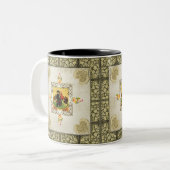 vintage tweekleurige koffiemok (Voorkant links)