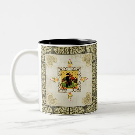 vintage tweekleurige koffiemok (Links)