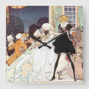 Vintage Twelve Dansende Prinsessen van Kay Nielsen Vierkante Klok