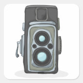 Vintage Twin Lens Reflex TLR-camera Vierkante Sticker (Voorkant)