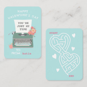 Vintage typemachine bloem klas valentine notitiekaartje