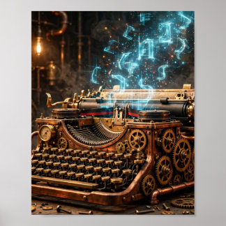 Vintage Typewriter AI — Stoomtech Schrijfmachine  Poster