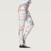 Vintage Typografie 4 juli Vrijheid Leggings (Rechts)