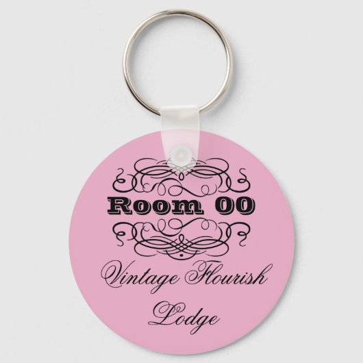 Vintage typografie hotelkamer roze sleutelhanger (Voorkant)
