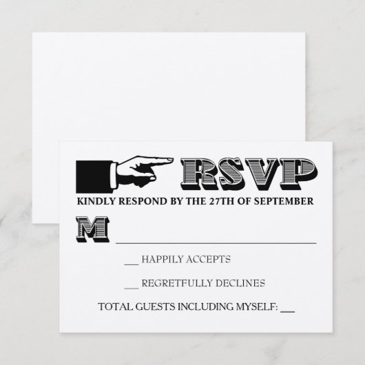 Vintage Typografie Weddenschap RSVP (Voorkant / Achterkant)