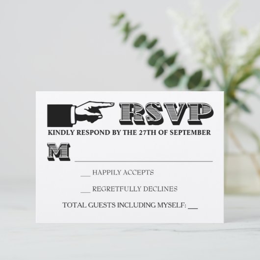 Vintage Typografie Weddenschap RSVP (Staand voorkant)
