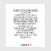 Vintage Typography Rustic Kitchen Quote Sticker (Vel)