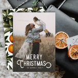 Vintage Typography Winter Oranges Photo Christmas  Feestdagenkaart<br><div class="desc">This beautiful holiday photo card features vintage styled typography reading, "Merry Christmas." The back of the card boasts a vintage design of winter oranges and blossoms. There is a dark gradient photo overlay on the front of the card, allowing the white text to stand out against your photo - the...</div>