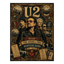 Vintage U2 Rockband Tribute Muur Kunst Poster