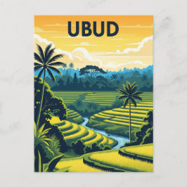 Vintage Ubud Bali Indonesia Travel Briefkaart