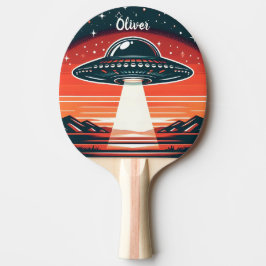 Vintage UFO bij rode zonsondergang Persoonlijk Tafeltennisbatje