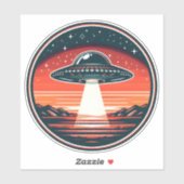 Vintage UFO bij rode zonsondergang Sticker (Vel)