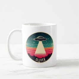 Vintage UFO bij zonsondergang Persoonlijk gemaakt Koffiemok
