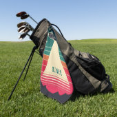 Vintage UFO bij zonsondergang Persoonlijk Golfhanddoek (Groen)