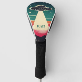 Vintage UFO bij zonsondergang Persoonlijk Golfheadcover