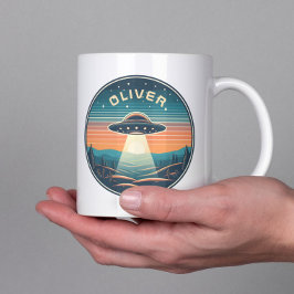 Vintage UFO bij zonsondergang Persoonlijk Koffiemok