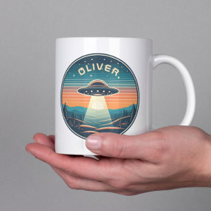 Vintage UFO bij zonsondergang Persoonlijk Koffiemok
