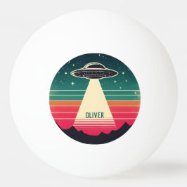 Vintage UFO bij zonsondergang Persoonlijk Pingpongbal