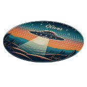 Vintage UFO bij zonsondergang Persoonlijk Snijplank (Hoek)