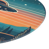 Vintage UFO bij zonsondergang Persoonlijk Snijplank (Hoek)