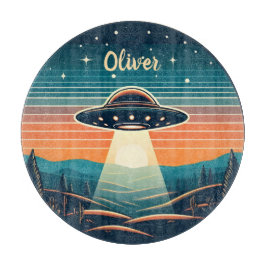 Vintage UFO bij zonsondergang Persoonlijk Snijplank