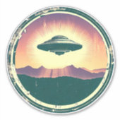 Vintage UFO bij zonsondergang Sticker (Voorkant)