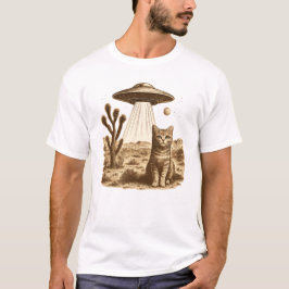 Vintage UFO Cowboy Kat T-shirt - Retro Ruimte Cowb