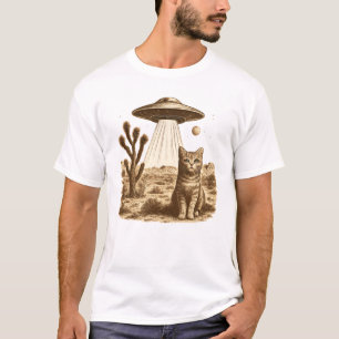 Vintage UFO Cowboy Kat T-shirt - Retro Ruimte Cowb