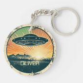Vintage UFO Persoonlijk Sleutelhanger (Achterkant)