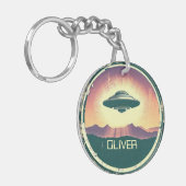 Vintage UFO Persoonlijk Sleutelhanger (Voorkant Links)