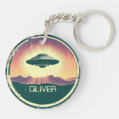 Vintage UFO Persoonlijk Sleutelhanger (Achterkant)