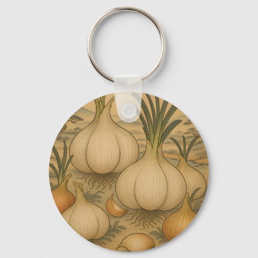 Vintage Uien Botanische  Sleutelhanger (Voorkant)
